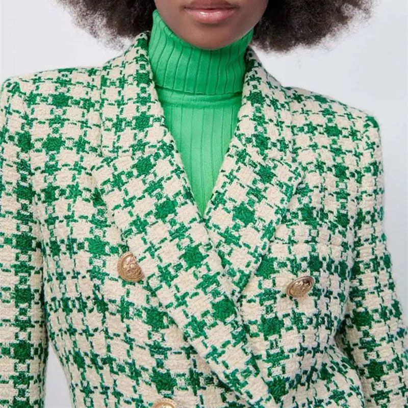 Tailored Fringe Edge Tweed Textured Weave Blazer Jacket