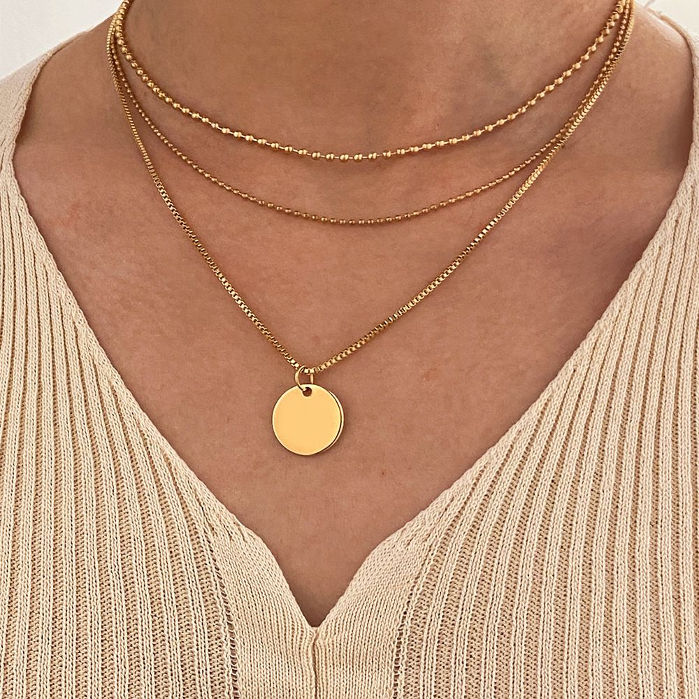 Detachable Chunky Chain Link Choker Multi Layered Disco Coin Minimalist Necklace Set