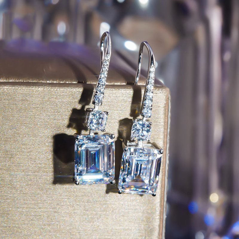 Dazzling Diamond Dangle Crystal Square Cut Drop Earrings