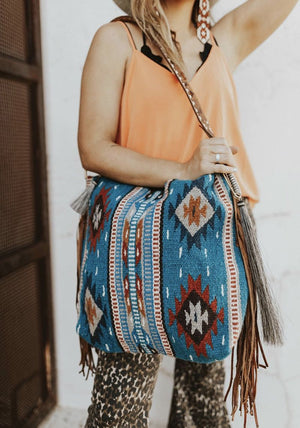 Bohemian Wave Colors Beach Wayuu Tote Mochila Canvas Bags