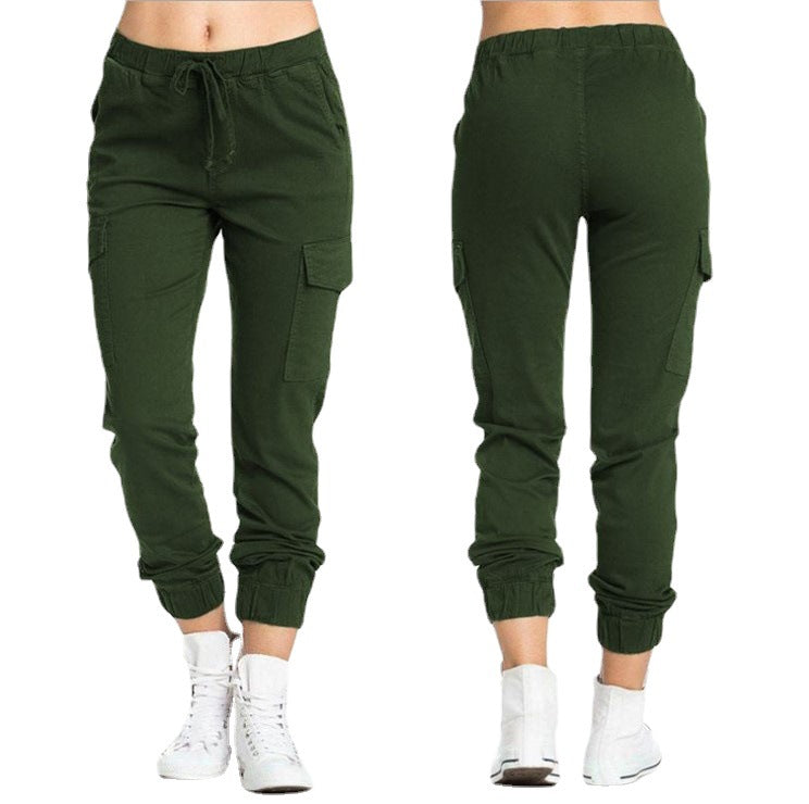 Sporty Slim Fit Trousers Womens Jogger Cargo Pants
