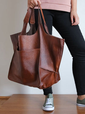 Brown Leather Womens Tote Bags School Handbags