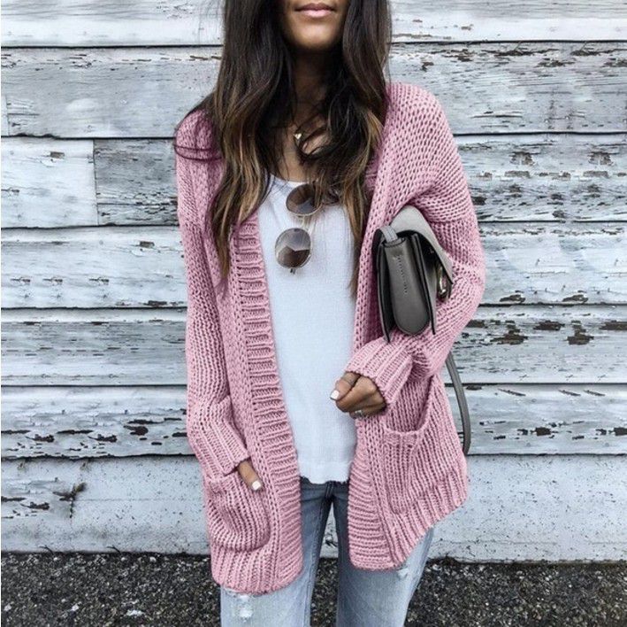 Casual Loose Comfy Chunky Open Knit Lantern Cardigan Sweater Knitwear