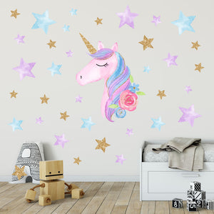 Reflective PVC Wallpaper Sticker Rainbow Unicorn Wall Decal