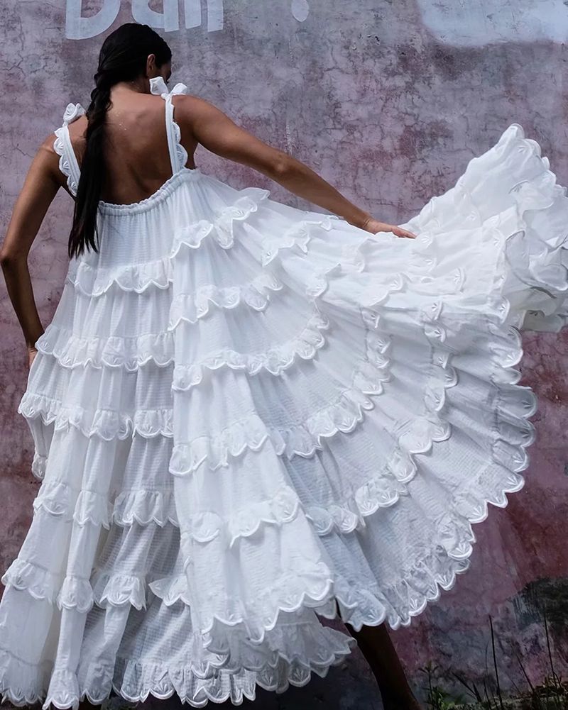 Flowy Frilly Tie Shoulder Tiered Ruffle Maxi Dress For Beach Vacation sunifty Flowy Frilly Tie Shoulder Tiered Ruffle Maxi Dress For Beach Vacation sunifty