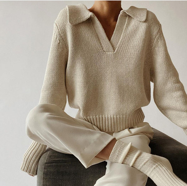 Versatile Comfy Blend Milano Polo Style Knit Pullover Sweater