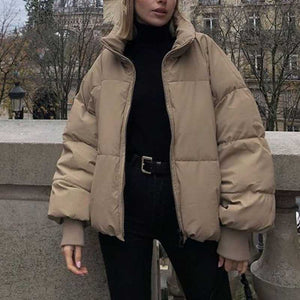 High Collar Oversized Puffy Puffer Bomber Jacket Padded sunifty