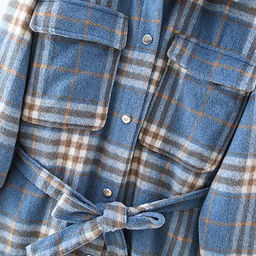 Classic Thick Colorblock Checked Button Down Shirt Jacket Woolen