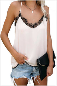 Swing lace trim cami shirts for womens tank top