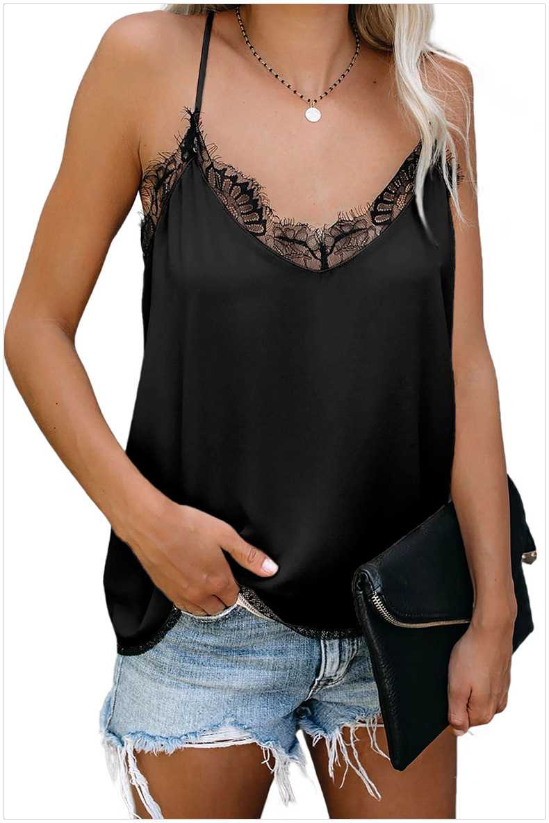 Swing lace trim cami shirts for womens tank top