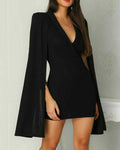 Cool Split Sleeve V Neck Mini Pencil Dress For Events