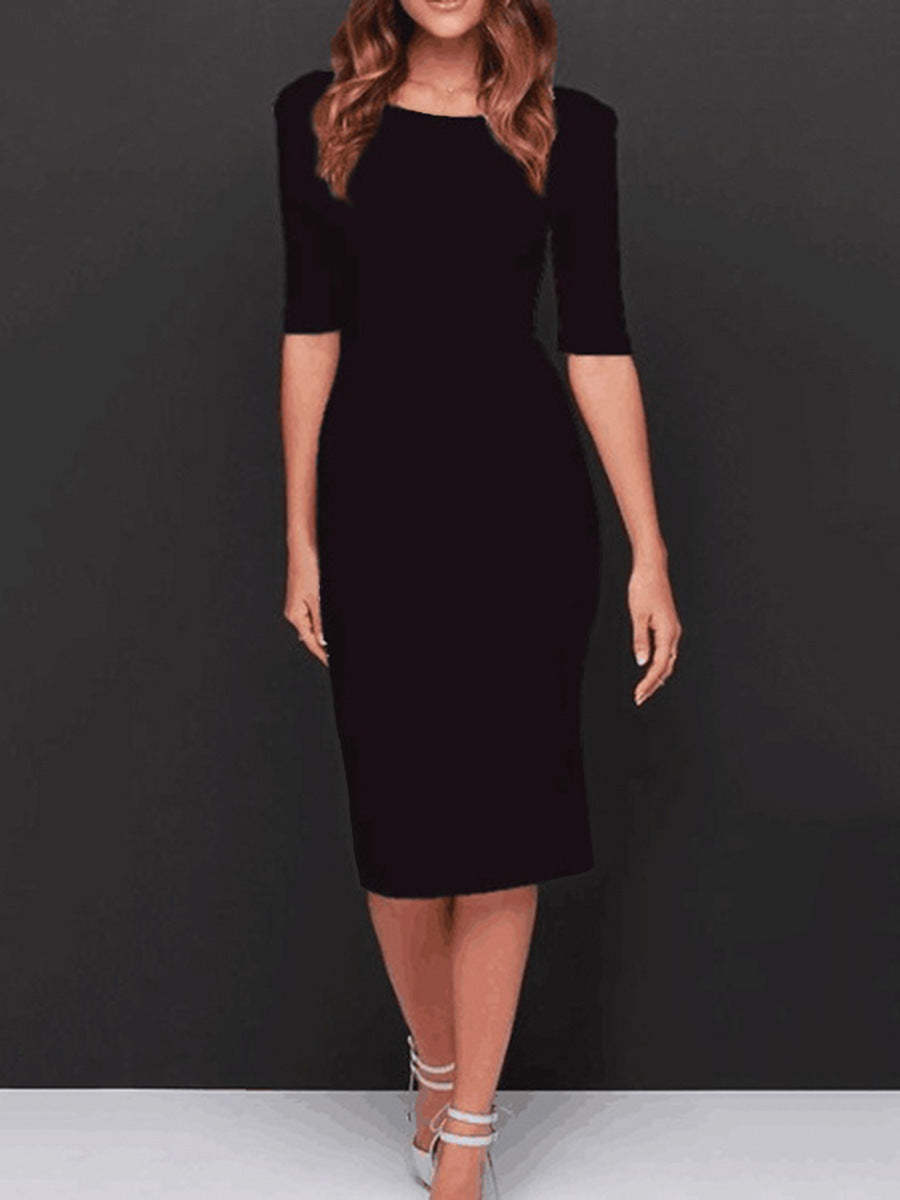 black pencil dress Classy Chic Half Sleeve Midi Pencil Dress Formal – sunifty
