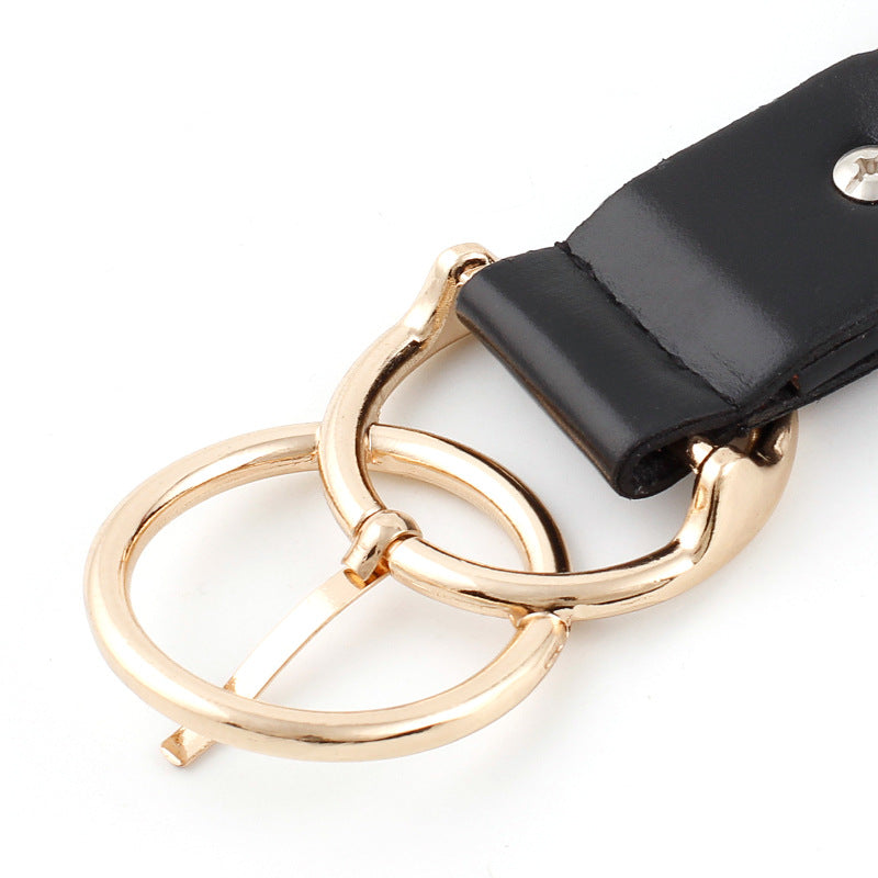 Popular Double Rings Faux Leather Belts