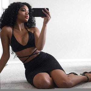 Two Piece Cami Bodycon Dress High Waisted