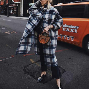 Classy full length long tweed cashmere coat wool peacoat