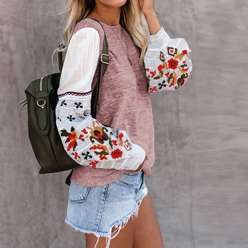 Boho Chic Oversized Patchwork Knitted Sweater With Chiffon Sleeves