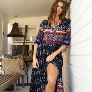 Hippie Gypsy Boho Long Beach Dress Maxi Cover Ups Beachwear
