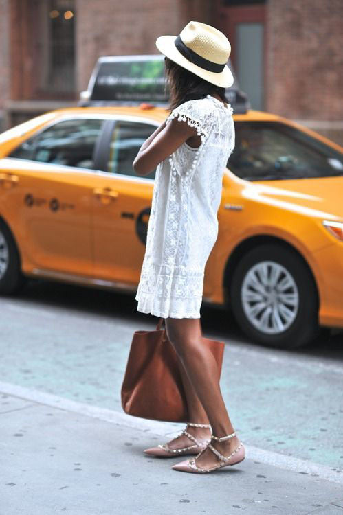 Boho White Sheer Lace Dress Summer Sundress