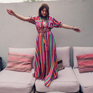 Bohemia striped hotsell shirt maxi dress