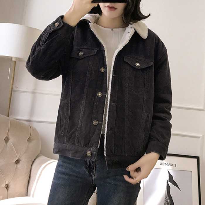 Fur Fleece Lined Shearling Corduroy Trucker Jacket