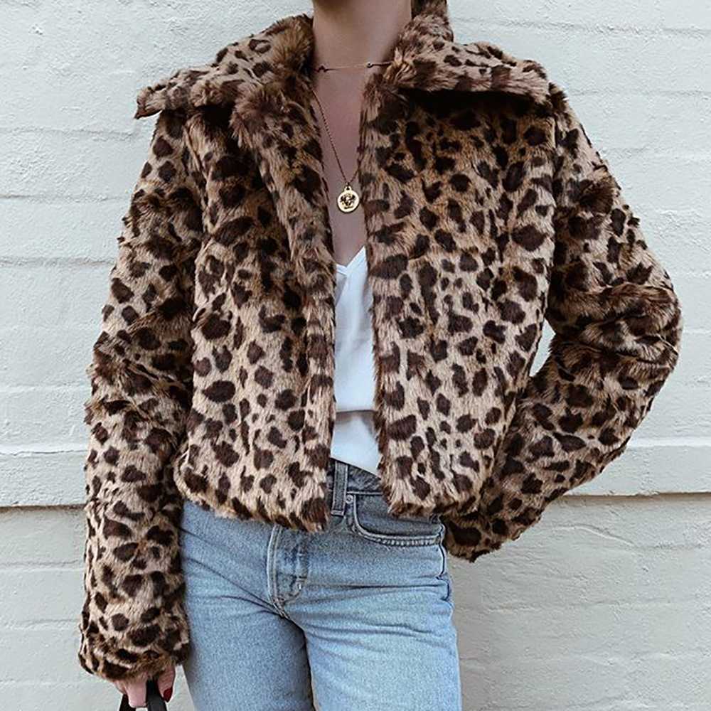 Vintage Leopard Print Faux Fur Trench Coat