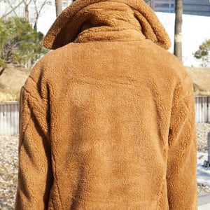 Long Faux Fur Camel Teddy Coat Maxi Jackets