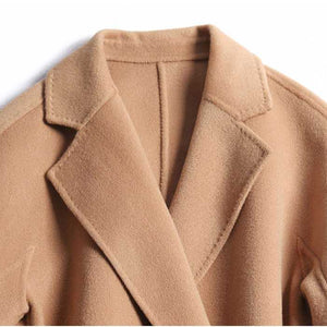 Women's long camel wool coat outlet
