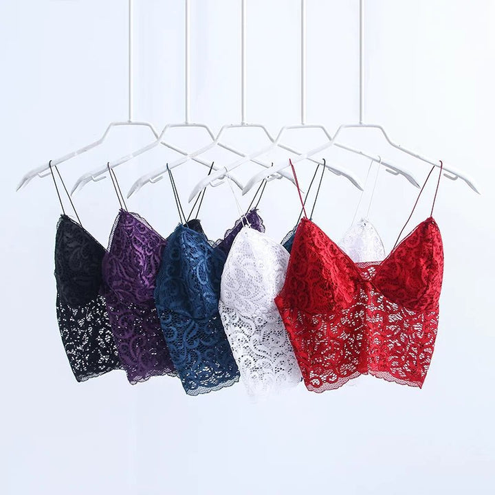 V Neck lace trim cami crop top camisoles tanks tops