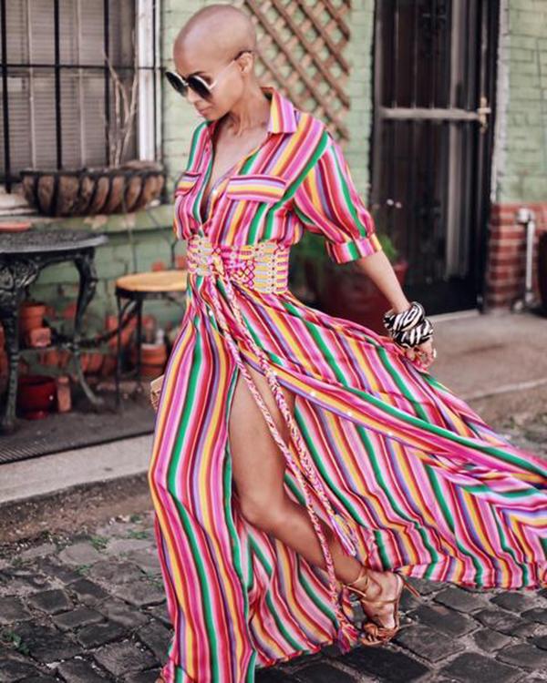 Bohemian Maxi Dress-Resort to Casual Styles Button Up Long Dress – sunifty