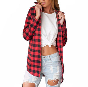 Vintage Overszied Red Black Plaid Flannel Tee Shirt Button Up