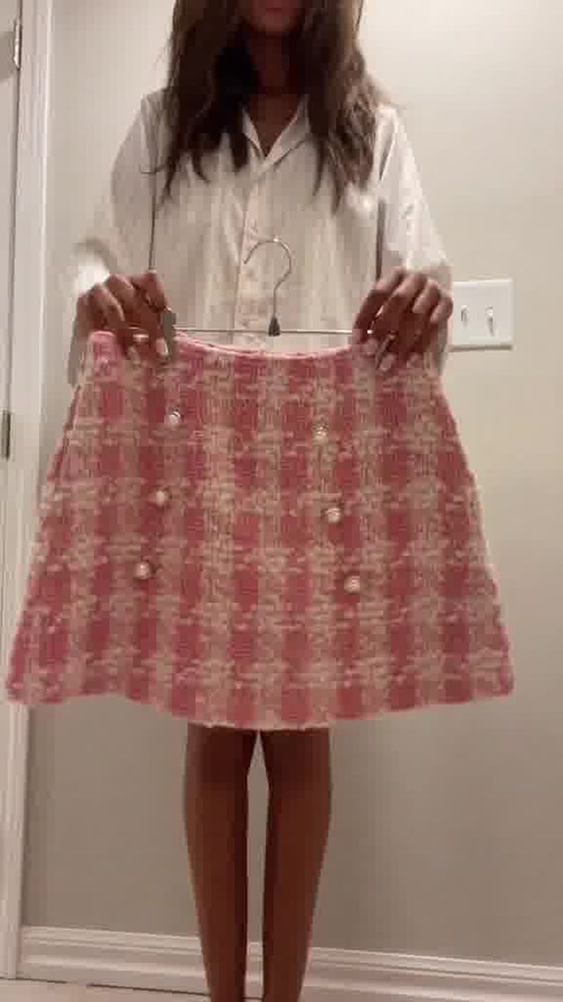 Brand Matching Two Piece Skirt Suit Tweed Blazer Womens