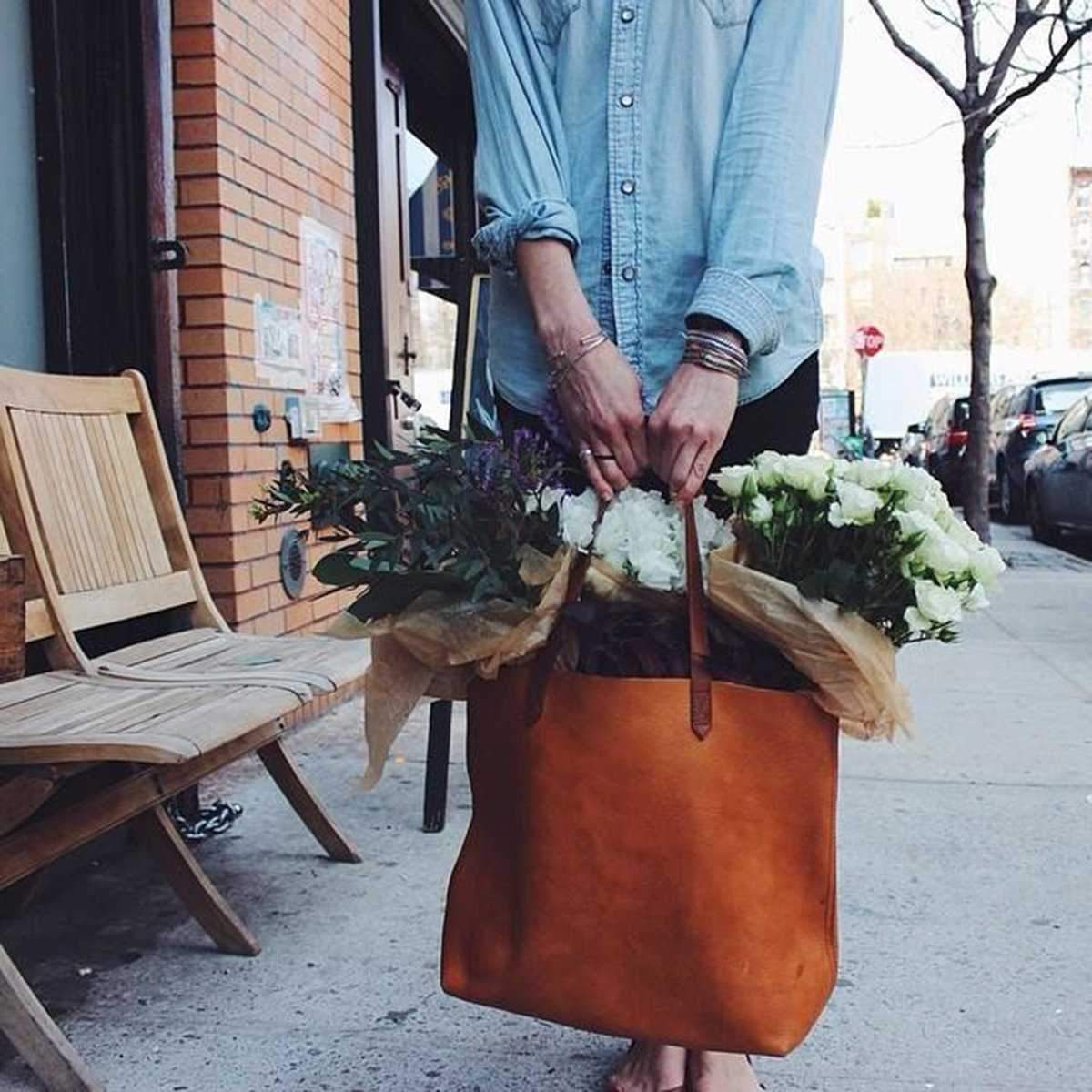 Brown Leather Womens Tote Bags School Handbags