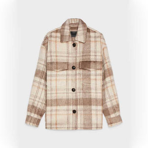 Dyed Pocket Overshirt Check Wool Blend Shirt Jacket