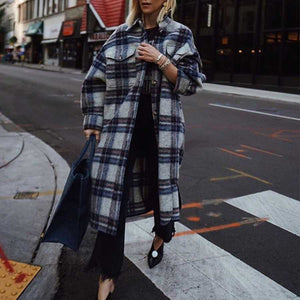 Classy full length long tweed cashmere coat wool peacoat