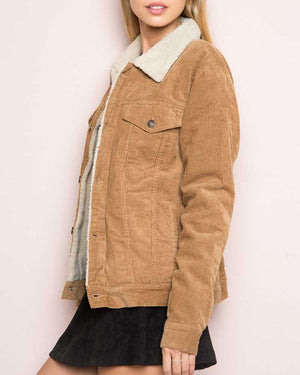 Fur Fleece Lined Shearling Corduroy Trucker Jacket sunifty