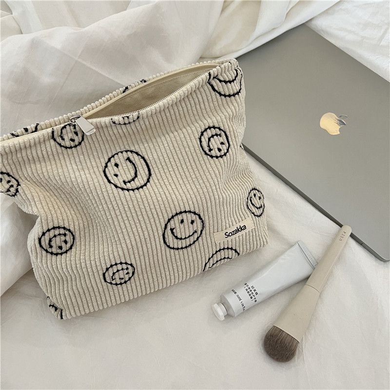 Y2K Cute Smile Face Cute Small Cord Makeup Bag Weekender Organizer Purse