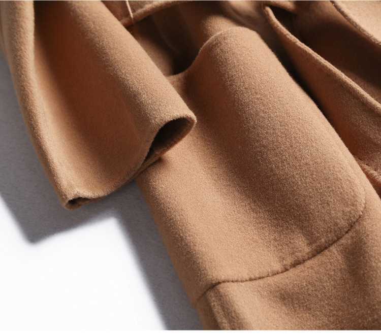 Free Shipping Camel Cashmere long Wool Trench Coat Womens