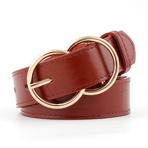 Popular Double Rings Faux Leather Belts