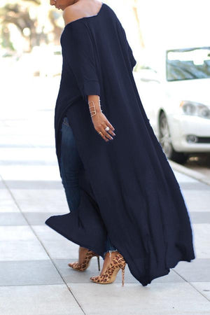 Off Shoulder High Split Batwing Long Dress
