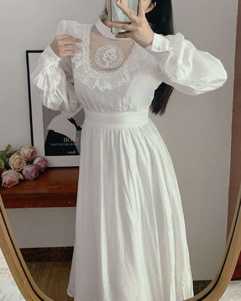 Vintage Fairytale White Lace Ruffle Sweet Lolita Dress