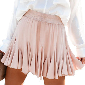Easy To Team Elastic Waistband Flounce Mini Skirt
