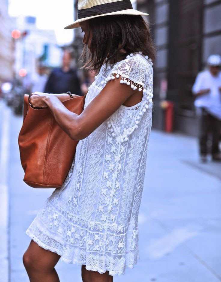 Boho White Sheer Lace Dress Summer Sundress