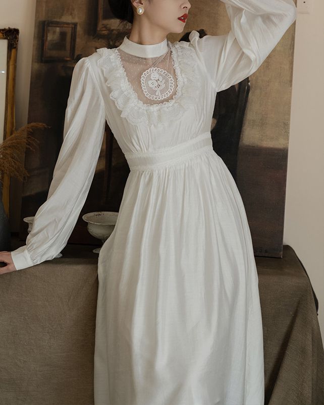 Vintage Fairytale White Lace Ruffle Sweet Lolita Dress
