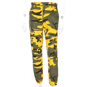 High Waisted Camouflage Cargo Trousers Camo Pants
