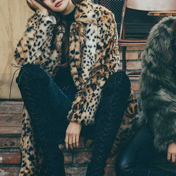 Oversized Fur Coat Winter Faux Fur Leopard Coat