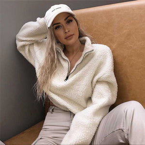 Oversized Teddy Pullover Faux Fur Cropped Jacket Coats sunifty