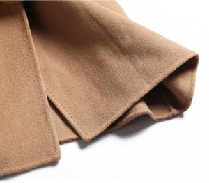 Free Shipping Camel Cashmere long Wool Trench Coat Womens
