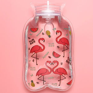 Cute Flamingo Transparent Small Rubber Hot Water Bottle Bag