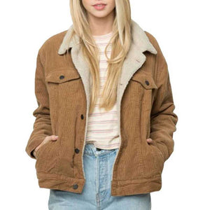Fur Fleece Lined Shearling Corduroy Trucker Jacket