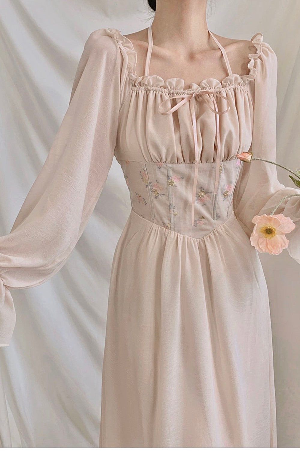 Boho Fairy Country Cottage Core Lolita Corset Gown Dress  sunifty